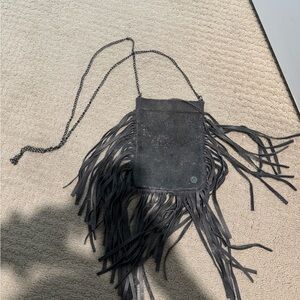 Leatherock Grey Fringe Crossbody Bag